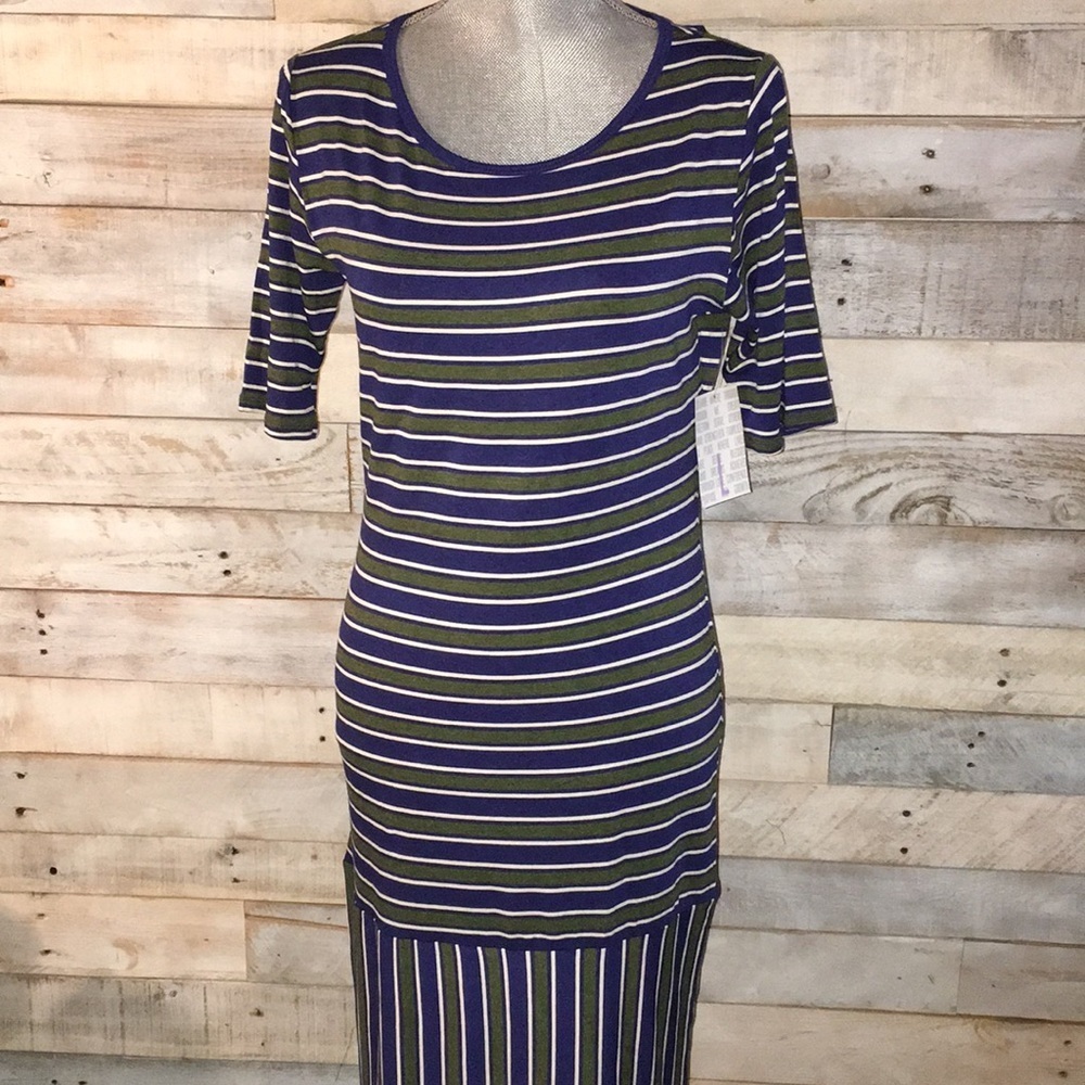 NWT blue and green striped Large Lularoe Julia